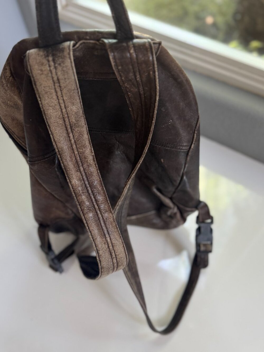 Leather Backpack Knapsack - Picture 4 of 5